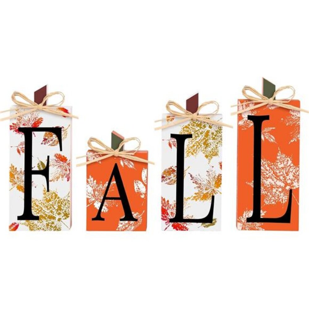 Super Holiday Fall Decor, 4 PCS Autumn Wood Sign Include Fall‎ Lettered Block
